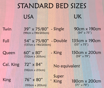 Standard USA UK bed Sizes